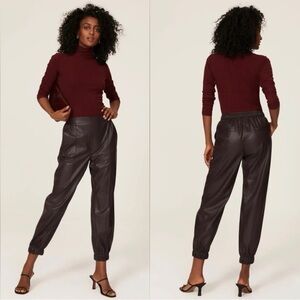 Hugo BOSS Burgundy Brown Maroon Faux Leather Joggers size 2